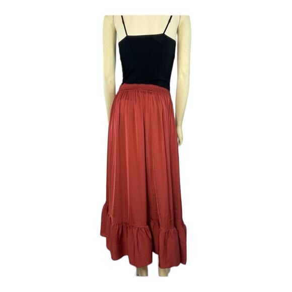 Elle Asymmetrical wrap effect ruffled midi skirt size medium - Picture 8 of 13